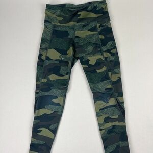 Old Navy Active Leggings Girls Small 6/7 Green Camo Go Dry